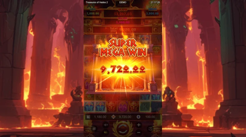Treasures of Hades 2 — супер мега добивка во рундата Free Spins со акумулативен множител